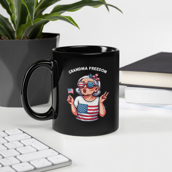 Grandma Freedom Black Glossy Mug