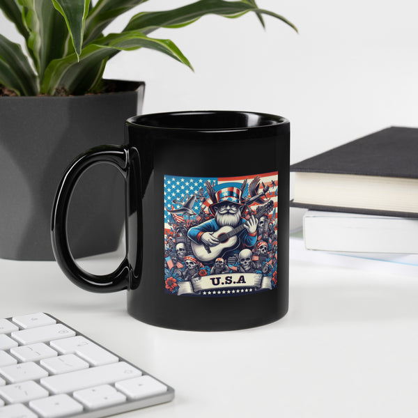 U.S.A Black Glossy Mug