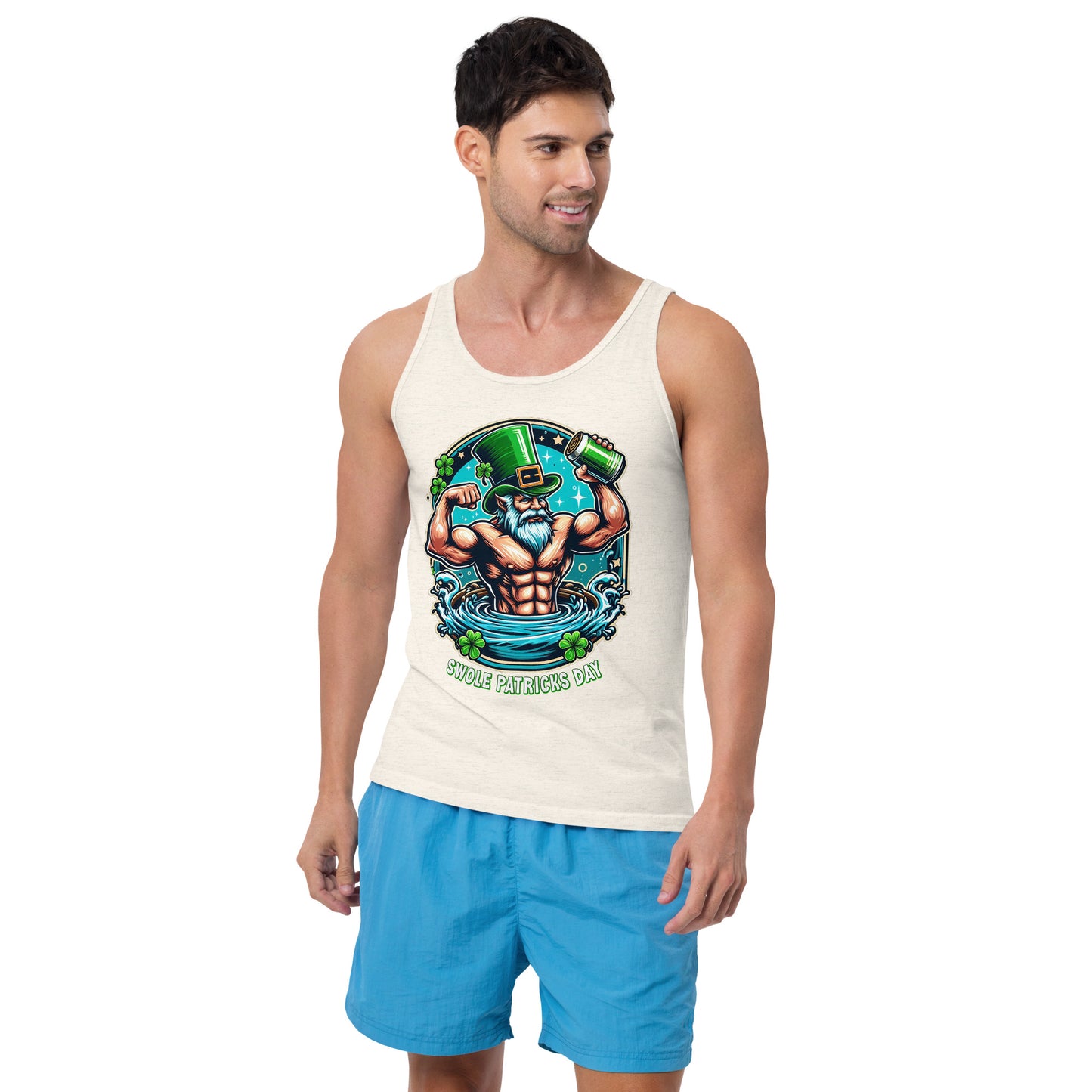Men's Tank Top Plastered Gnomes Oatmeal Triblend