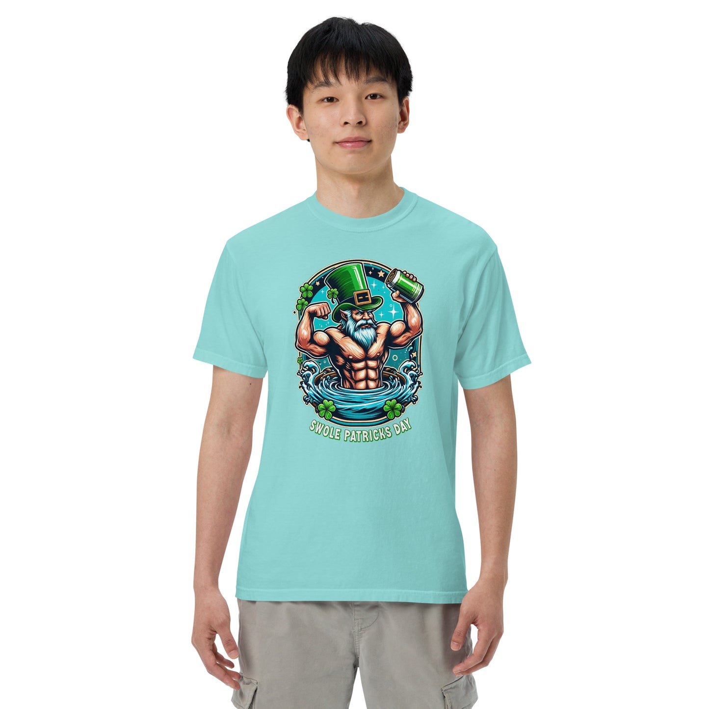 Men's Garment-Dyed T-Shirt Plastered Gnomes Lagoon Blue