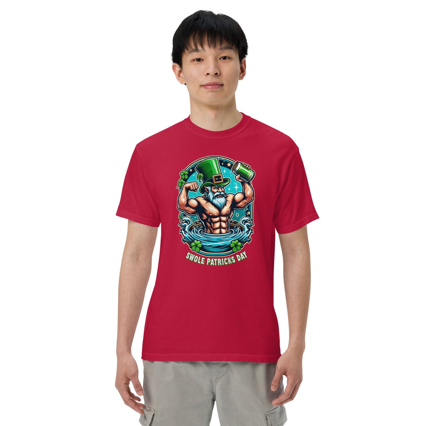 Men's Garment-Dyed T-Shirt Plastered Gnomes Red