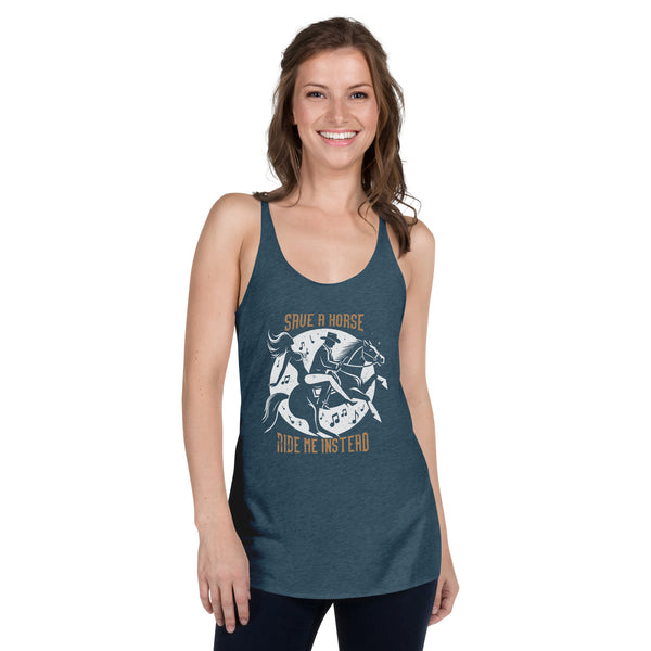 Women's Racerback Tank Plastered Gnomes Indigo