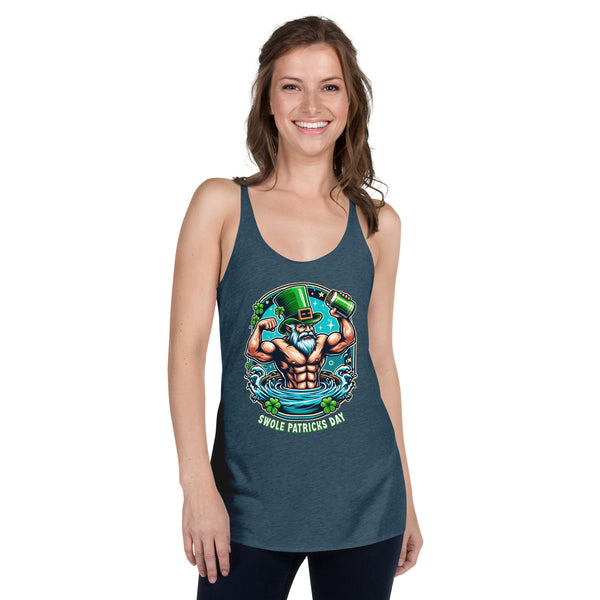 Women's Racerback Tank Plastered Gnomes Indigo