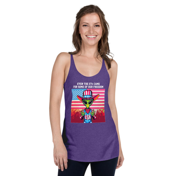 Women's Racerback Tank Top Plastered Gnomes Purple Rush